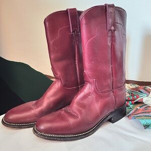 Tony Lama Deep Wine Maroon Burgundy Genuine Leather Boots Sz 5